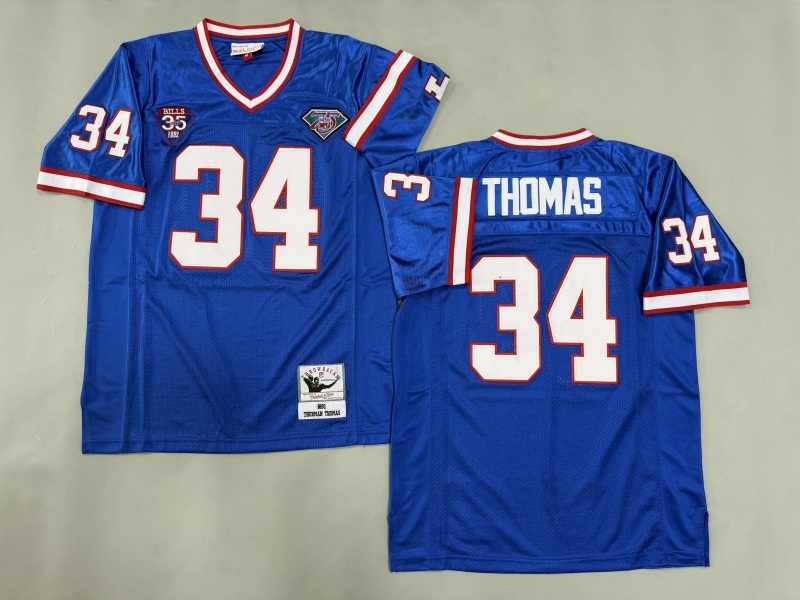 Men 2025 Buffalo Bills #34 Thomas blue Throwback Limited NFL Jersey style 001